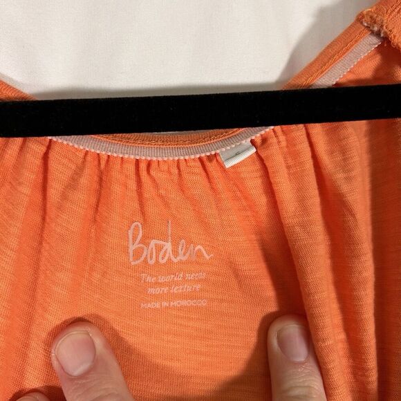 Boden Blouse Women's Small Orange Off the Shoulder 3/4 Baloon Sleeve Cotton - Picture 4 of 10